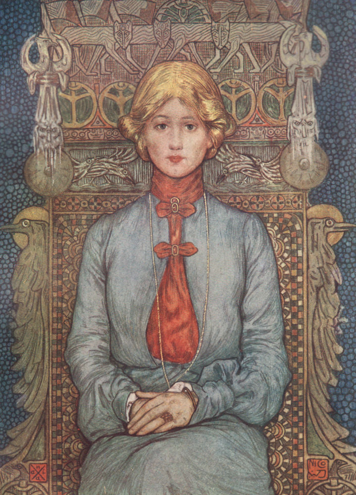 Norwegian maiden' by Nico Jungman. Norway 1905 old antique print picture